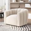 Christopher Knight Home Monroe Velvet Swivel Club Chair, Armchair with 360-Degree Rotation, Upholstered Barrel Swivel Sofa Chair for Living Room, Tufted Back, Thick Cushion, Iron Base, Dark Brown(White)