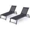 Christopher Knight Home Myers Outdoor Mesh Chaise Lounges with Aluminum Frame, 2-Pcs Set, Black Mesh / Grey