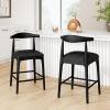 Christopher Knight Home Nami 26.5” Wooden Counter Height Bar Stools Set of 2, Fabric Upholstered Bar Stool with Curved Back, Kitchen Counter Stools with Slender Tapered Legs and Footrest, Black(Black)