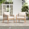 Christopher Knight Home Naomi Set of 2 Patio Acacia Wood Club Chair with Cushions, Handwoven Rope Lounge Chair Outdoor for Porch/Backyard, Stylish Garden Seating with Curved Backrest, Beige + Black(Beige + Light Brown)