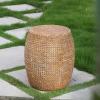 Christopher Knight Home Nataly 18.75″ H Small Outdoor Side Table, Carved Garden Stool with Stone Block Shape, Lightweight Concrete End Table, Patio Decorative Home Stool for Balcony Backyard, White(Brown/Drum)