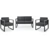 Christopher Knight Home Navan Outdoor 4-Seater Aluminum Chat Set, Silver / Dark Grey Cushions