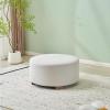 Christopher Knight Home Naylor Modern Fabric Round Ottoman, Living Room Upholstered Foot Stools Foot Rest, Modern Ottoman Coffee Table with Wooden Frame, White