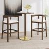 Christopher Knight Home Neeko 30″ Rubberwood Counter Height Bar Stools Set of 2, Upholstered Seat Bar Chair, Curved Back Barstool, Open Design Stool for Kitchen Dining Island Table, Beige + Light Ash(Beige + Walnut)