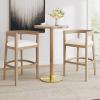 Christopher Knight Home Neeko 30″ Rubberwood Counter Height Bar Stools Set of 2, Upholstered Seat Bar Chair, Curved Back Barstool, Open Design Stool for Kitchen Dining Island Table, Beige + Light Ash(Beige + Light Ash)