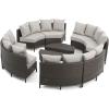 Christopher Knight Home Newton Outdoor 16-Seater Wicker Sofa Set with Water Resistant Fabric Cushions, Brown / Ceramic Grey