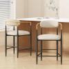 Christopher Knight Home Niame Set of 2 Counter Stools with Upholstered Seats, 25”H Counter Height Barstools, Barchairs Kitchen Stools, Fabric Bar Seating with Iron Frame, Gold Accents, Beige