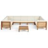 Christopher Knight Home Oana Outdoor Acacia Wood 9 Seater Sectional Sofa Chat Set with Cushions, 28 “W x 30.25 “D x 26.5 “H, Teak + Beige
