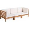 Christopher Knight Home Oana Outdoor Modular Acacia Wood Sofa with Cushions, Teak and Beige
