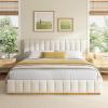 Christopher Knight Home Oliver Fabric Upholstered Queen Size Bed Frame with Headboard, Modern Queen Bed Frame and Headboard, Wooden Slats Support, Easy Assembly, No Box Spring Needed, Beige(King (U.S. Standard))