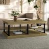 Christopher Knight Home Oner Living Room Coffee Table with Spacious 2-Tier Design, Modern Rubberwood Rectangular Side Table, Multifunctional Accent Table with Open Storage Shelves, Black + Brown
