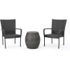 Christopher Knight Home Orleans Outdoor Wicker Chat Set, 3-Pcs Set, Grey