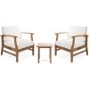 Christopher Knight Home Outdoor 2 Seater Acacia Wood Chat Set with Cushions, Teak and Cream