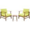 Christopher Knight Home Outdoor 2 Seater Acacia Wood Chat Set with Cushions, Teak and Green