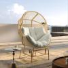 Christopher Knight Home Paolos Outdoor Wicker and Iron Gliding Chair with Water Repellent Cushion, Patio PE Rattan and Iron Frame Rocking Chair, Recliner, Light Brown(Light Brown+light Gray)