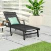 Christopher Knight Home Patio Aluminum Chaise Lounge, Adjustable Mesh Chaise Lounge, 5 Position Back Recliner, Lounge Chair with Armrest, Ourdoor Deep Seating Lounge for Poolside Backyard, Black(Black+natural)