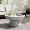 Christopher Knight Home Patsy Modern Lightweight Concrete Coffee Table, Indoor and Outdoor Round Top Accent Table, MGO Sofa End Table with Pedestal Base, No Assembly Needed, White Marble Finish(White Marble Finish)