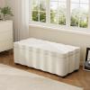 Christopher Knight Home Pean Living Room Ottoman with Storage, Velvet Upholstered Storage Ottoman Bench, Sofa Foot Stool with Wood Frame, Bedroom End of Bed Bench, Chic Scalloped Design, Olive Green(White)
