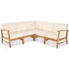 Christopher Knight Home Perla 5 Piece Patio Furniture Set, 5 Seater Acacia Wood Outdoor Corner Sofa Set, Patio Sectional Sofa Couch with Water Resistant Cushions, Teak+Cream