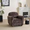 Christopher Knight Home Peysz Modern Accent Chair, Boucle Upholstered Armchair with Rounded Wooden Legs, Comfortable Single Sofa, Soft Cushion Seating, Lounge Chair Indoor, Light Brown(Dark Brown/Chennille)