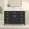 Christopher Knight Home Pineas 48″ Modern Bathroom Vanity with Resin Sink Combo Set, Wooden Bathroom Vanity Organizer with Drawers, Soft Closing Door Bathroom Storage Cabinet with Sink, Black(Black)
