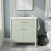 Christopher Knight Home Pratie 31″ Modern Bathroom Vanity with Sink Combo Set, Modern Freestanding Bathroom Sink Cabinet with Adjustable Shelf, Bathroom Storage Cabinet with Sink Combo Set, Black(Light Green)