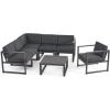 Christopher Knight Home Quick Outdoor Aluminum 6 Seater Sofa Set, Black and Dark Gray