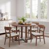 Christopher Knight Home Radoni 5 Piece Wooden Dining Set, Round Dining Table Set for 4, Dining Room Table Set for Home/Apartment, Modern Kitchen Table with Upholstered Chairs, Beige + Natural(Walnut + Light Beige)