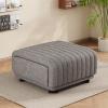 Christopher Knight Home Reyno Upholstered Ottoman with Storage for Living Room, Faux Leather Storage Ottoman Foot Rest with Side Drawers, Modern Square Coffee Table with Wooden Frame, Grey(Grey)