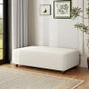 Christopher Knight Home Rika 48″ Comfy Boucle Upholstered Bedroom Bench, Ottoman Bench with Rounded Wooden Legs, Spacious Seating, Long Footstool for Living Room, Entryway Bench, Tan Brown(White + Walnut)
