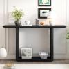 Christopher Knight Home Rina Narrow Console Table with Curved Corners, Indoor Accent Table for Entry Way, MDF Wood U-Base Design Display Table for Home Decoration, Hallway, Living Room, Natural(Black)