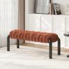 Christopher Knight Home Roach 41″ Modern Teddy Braided Upholstered Entryway Bench, Ottoman Bench with Curved Metal Legs, Long Footstool for Living Room Dining Room, End of Bed Ottoman, Grey(Brown)