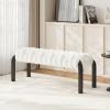 Christopher Knight Home Roach 41″ Modern Teddy Braided Upholstered Entryway Bench, Ottoman Bench with Curved Metal Legs, Long Footstool for Living Room Dining Room, End of Bed Ottoman, Grey(White)