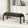 Christopher Knight Home Roach 41″ Modern Teddy Braided Upholstered Entryway Bench, Ottoman Bench with Curved Metal Legs, Long Footstool for Living Room Dining Room, End of Bed Ottoman, Grey(Olive Green)