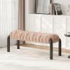 Christopher Knight Home Roach 41″ Modern Teddy Braided Upholstered Entryway Bench, Ottoman Bench with Curved Metal Legs, Long Footstool for Living Room Dining Room, End of Bed Ottoman, Grey(Dark Beige)