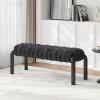 Christopher Knight Home Roach 41″ Modern Teddy Braided Upholstered Entryway Bench, Ottoman Bench with Curved Metal Legs, Long Footstool for Living Room Dining Room, End of Bed Ottoman, Grey(Grey)