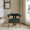 Christopher Knight Home Rones Modern Velvet Upholstered Accent Chair, Wooden Living Room Club Chair with Curved Backrest, Minimalist Bedroom Comfy Reading Chair, Thick Padded Seat, Dark Brown+Walnut(Forest Green and Brown)