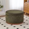 Christopher Knight Home Sadin Modern Round Ottoman with Storage for Living Room, Lift-Lid Storage Ottoman Coffee Table, Velvet Upholstered Ottoman Foot Rest, No Assembly Needed, Olive Green(Olive Green)