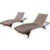 Christopher Knight Home Salem Outdoor Wicker Armless Chaise Lounges, 2-Pcs Set, Mixed Mocha