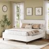Christopher Knight Home Salus Linen Upholstered Queen Size Bed Frame with Headboard, Modern Queen Bed Frame and Headboard, Wooden Slats Support, Easy Assembly, No Box Spring Needed, Beige(Beige)