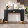 Christopher Knight Home Sama Narrow Console Table with Metal Drawer Pull, Vertical Ribbed Design Indoor Accent Table, MDF Wood Display Table with Metal Drawer Pull for Home Decoration, Black