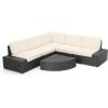 Christopher Knight Home Santa Cruz Outdoor Wicker Sectional Sofa Set with Water Resistant Cushions, 6-Pcs Set, Grey / White