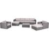 Christopher Knight Home Santa Rosa Outdoor 6-Seater Wicker Sectional with Aluminum Frame and Water Resistant Cushions, 9-Pcs Set, Grey / Silver