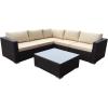 Christopher Knight Home Santa Rosa Outdoor Wicker 5-Seater Sectional Sofa Set with Aluminum Frame and Water Resistant Cushions, 6-Pcs Set, Multibrown / Beige