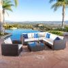 Christopher Knight Home Santa Rosa Outdoor Wicker 6-Seater Sectional Sofa Set with Aluminum Frame and Water Resistant Cushions, 7-Pcs Set, Multibrown / Beige(Multibrown / Beige)