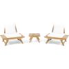 Christopher Knight Home Sedona Outdoor 2 Seater Acacia Wood Conversation Set with Coffee Table, Teak and White