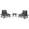 Christopher Knight Home Sedona Outdoor Acacia Wood 3 Piece Chat Set with Cushions, 37 “W x 28.25 “D x 29.5 “H, Dark Gray + Gray