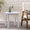 Christopher Knight Home Selma Acacia Wood Outdoor Side Table, Decorative Rectangular Small Accent Table, Weather Resistant Patio End Table for Balcony Beach Pool Side, Slatted Design, White PU(White Pu)