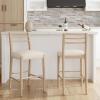 Christopher Knight Home Senna 25.5” Farmhouse Counter Height Bar Stools Set of 2, Fabric Upholstered Bar Stool with Ladder Back, Wooden Counter Stools with Slender Tapered Legs and Footrest, Beige(30”)
