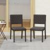 Christopher Knight Home Set of 2 Farley Patio Wicker Dining Chairs, Outdoor/Indoor Woven PE Rattan Accent Armless Chair, Sturdy Metal Frame Garden/Porch/Poolside/Backyard Side Chair, Dark Brown